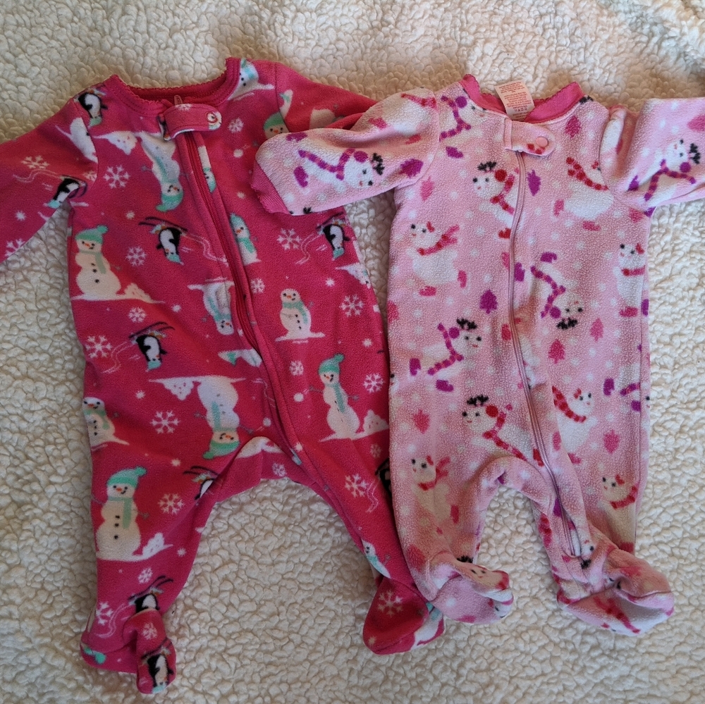NB winter fleece zip girls PJs